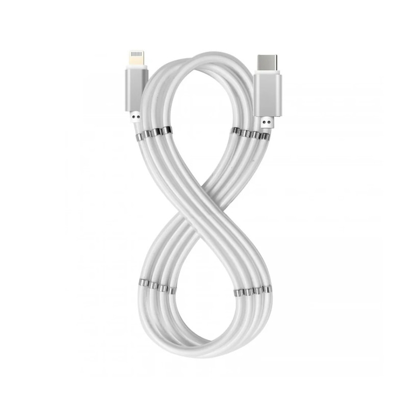 Celly USB-C to Lightning 1m Magnetic Cable 60W - White - كابل